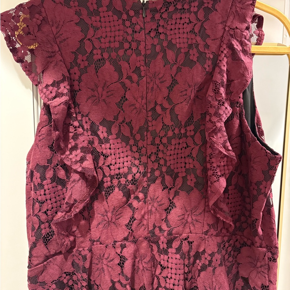 Lulus Burgundy Lace Ruffled Tiered Sleeveless Maxi Dress - Picture 4 of 7